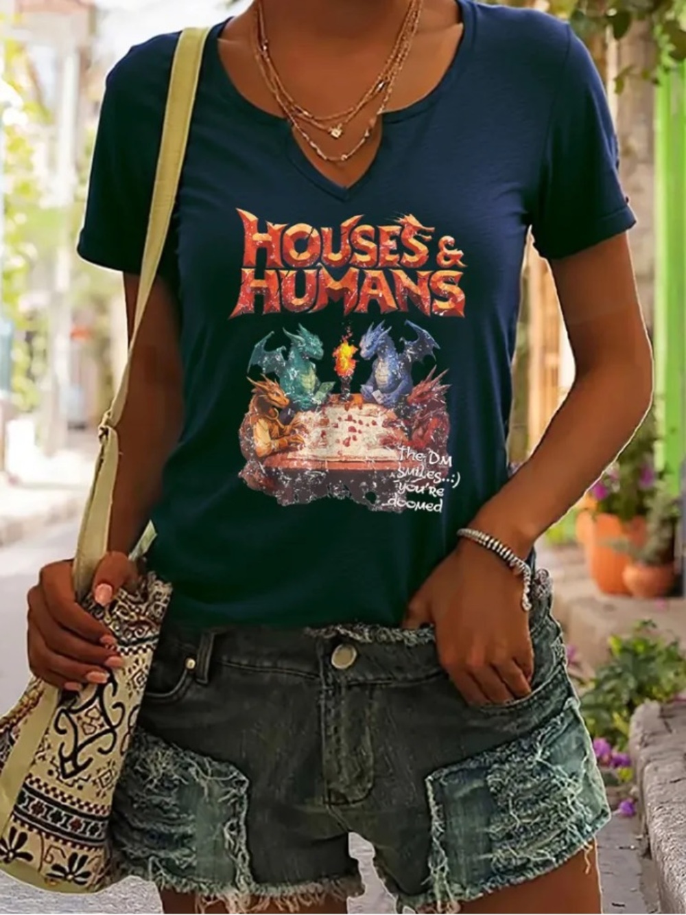 Navy 'Houses & Humans' Graphic Tee (Dungeons & Dragons)